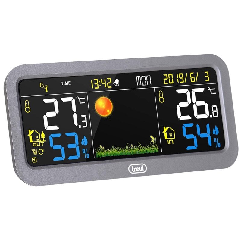 Trevi ME 3P20 RC Indoor Outdoor LCD Thermometer Barometer Gray