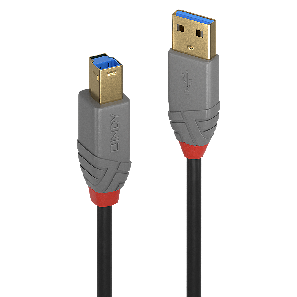 LINDY USB 3.2 Type A to B Cable 5Gbps Anthra Line