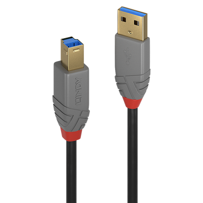 LINDY USB 3.2 Type A to B Cable 5Gbps Anthra Line