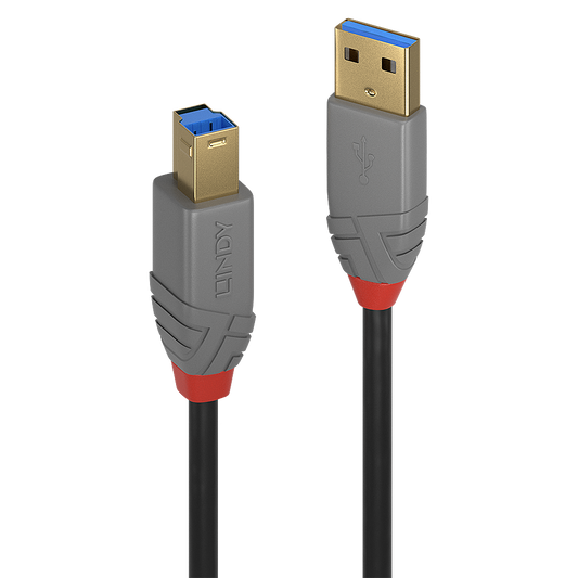 LINDY USB 3.2 Type A to B Cable 5Gbps Anthra Line