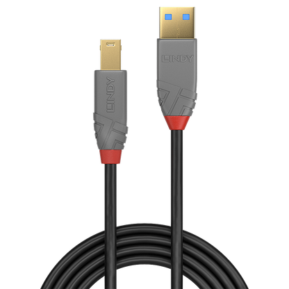 LINDY USB 3.2 Type A to B Cable 5Gbps Anthra Line