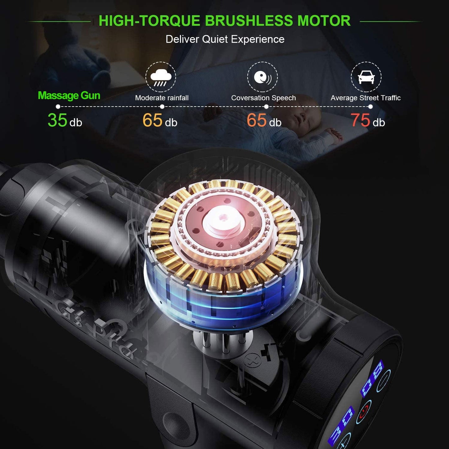 Professional Cordless Percussion Massage Gun for Deep Muscle Relief, 6 Heads, 30 Speeds