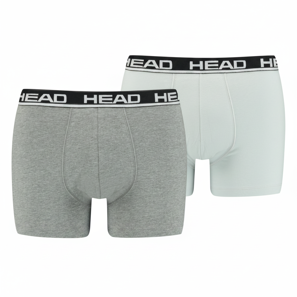 Head Basic Boxer 2P Men's Boxer Briefs 2-Pack Grey/Light Grey L 95% Cotton 5% Elastane