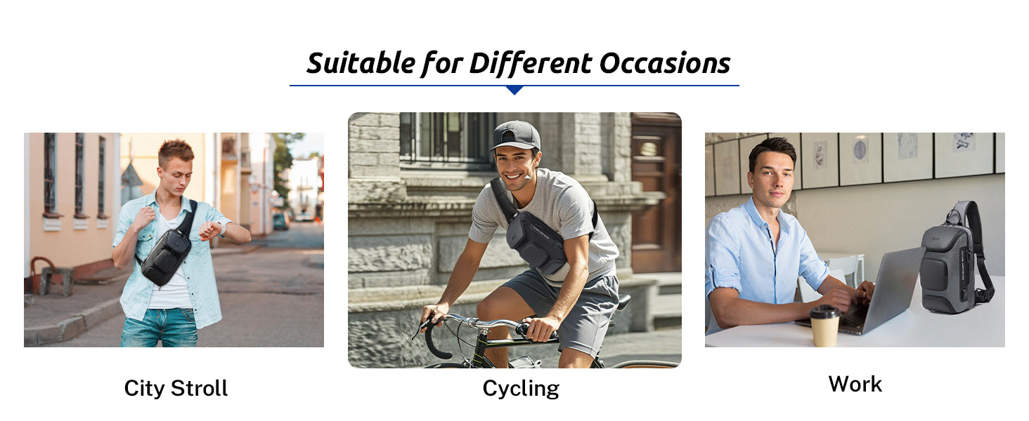 VARLIVOO Men's Waterproof USB Charging Sling Chest Bag for Tech & Travel