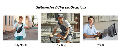 VARLIVOO Men's Waterproof USB Charging Sling Chest Bag for Tech & Travel