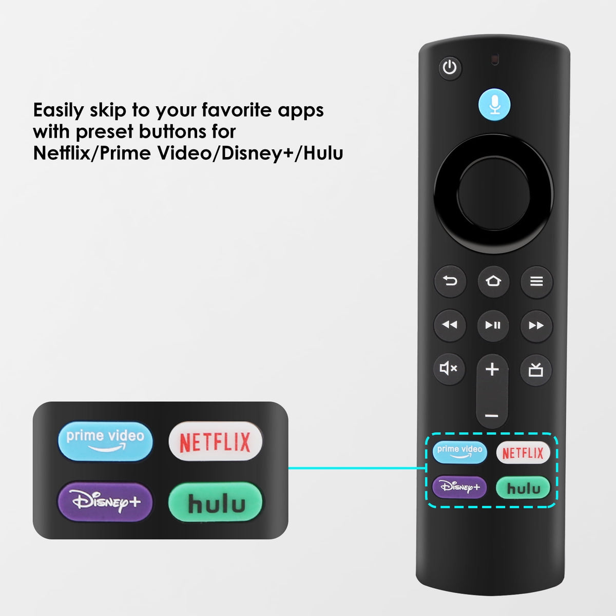 HOMUHOMU L5B83G Replacement Voice Remote Control for Fire TV Stick Black