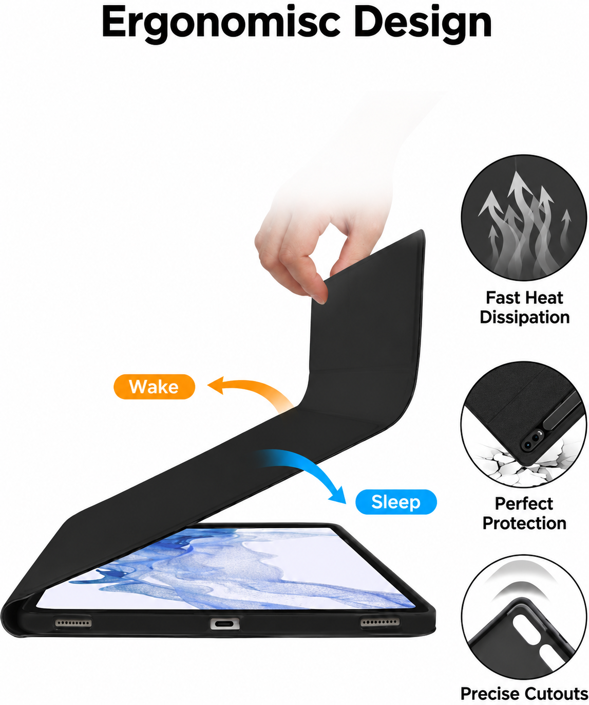 JADEMALL Bluetooth Keyboard Case for Samsung Galaxy Tab S10 Plus (German Version)