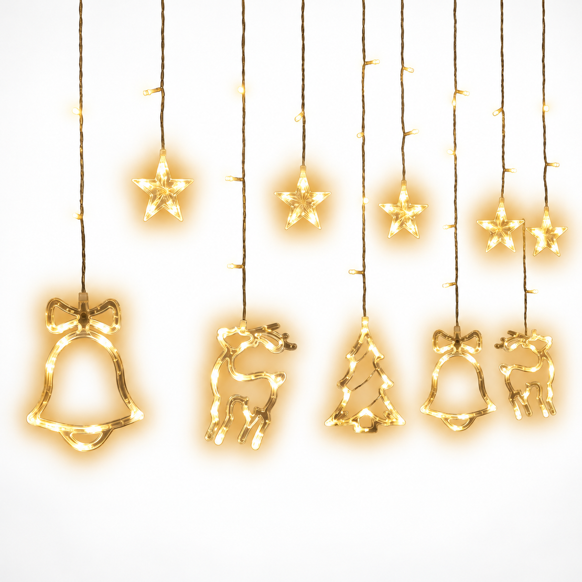 RANJIMA Christmas LED Curtain String Lights Stars and Bell