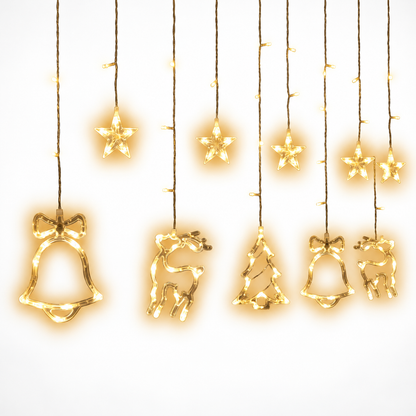 RANJIMA Christmas LED Curtain String Lights Stars and Bell