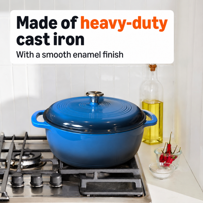 Amazon Basics Enameled Cast Iron Covered Dutch Oven 6.9 Liters