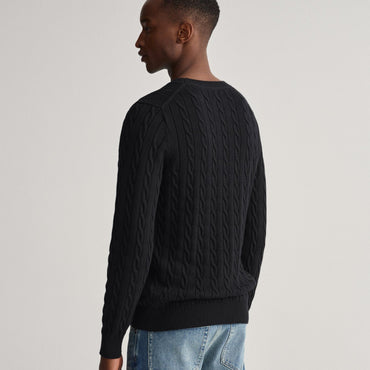 GANT Men's Premium Cotton Cable Knit Crew Neck Sweater – Classic Warm Style