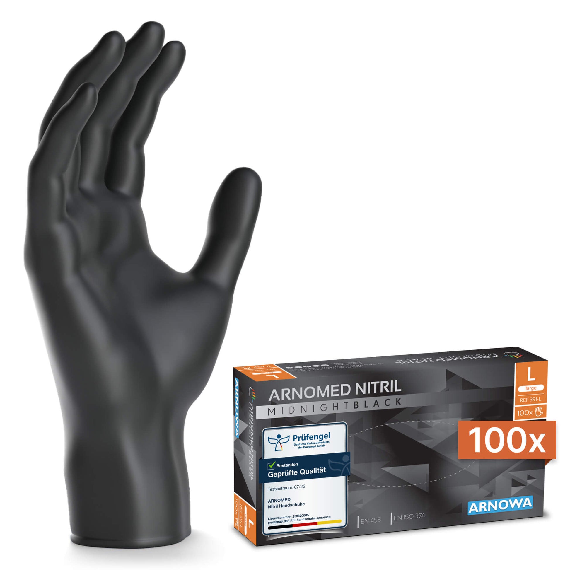 ARNOMED Nitrile MIDNIGHT BLACK Powder-Free Disposable Gloves, High-Quality, Tear-Resistant