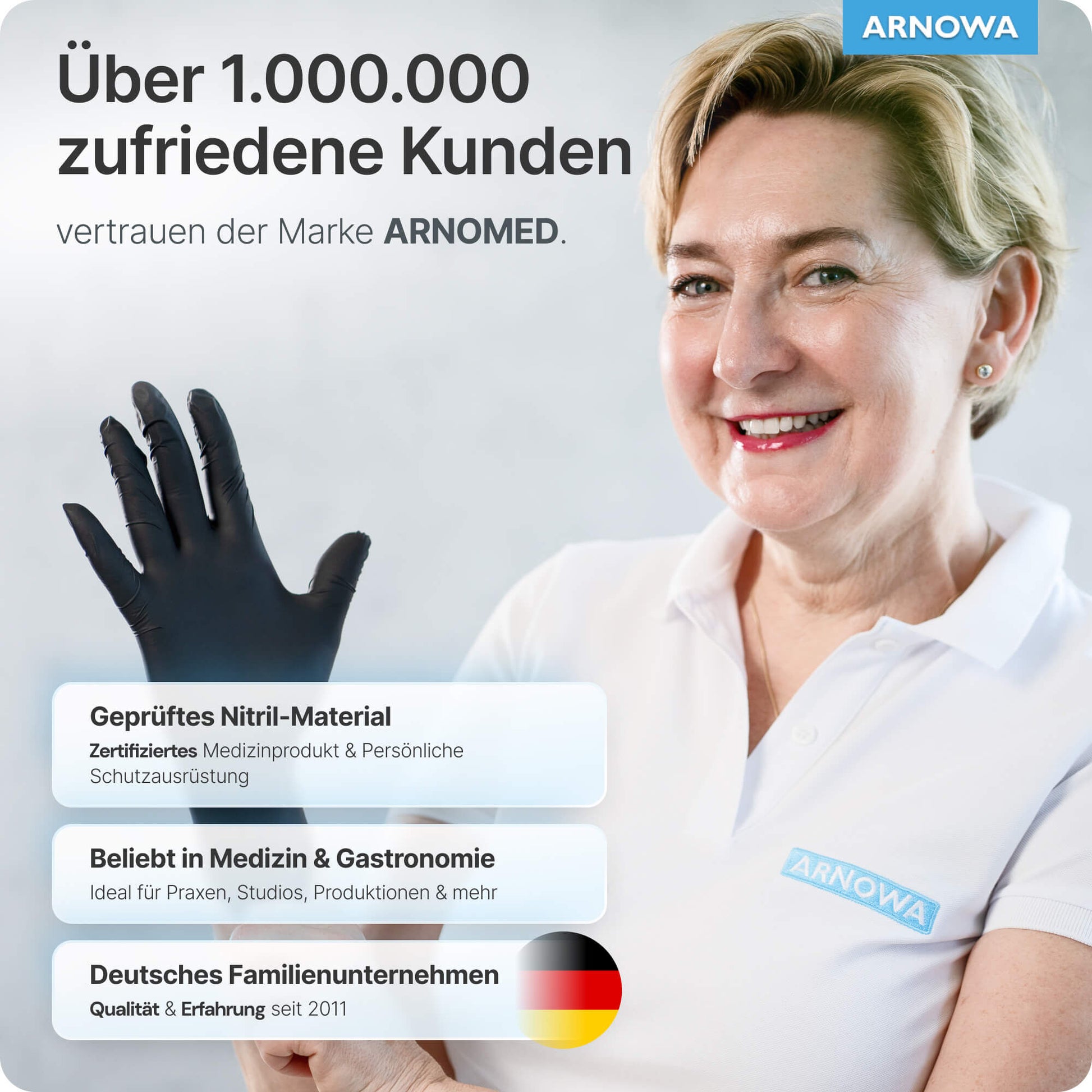 ARNOMED Nitrile MIDNIGHT BLACK Powder-Free Disposable Gloves, High-Quality, Tear-Resistant