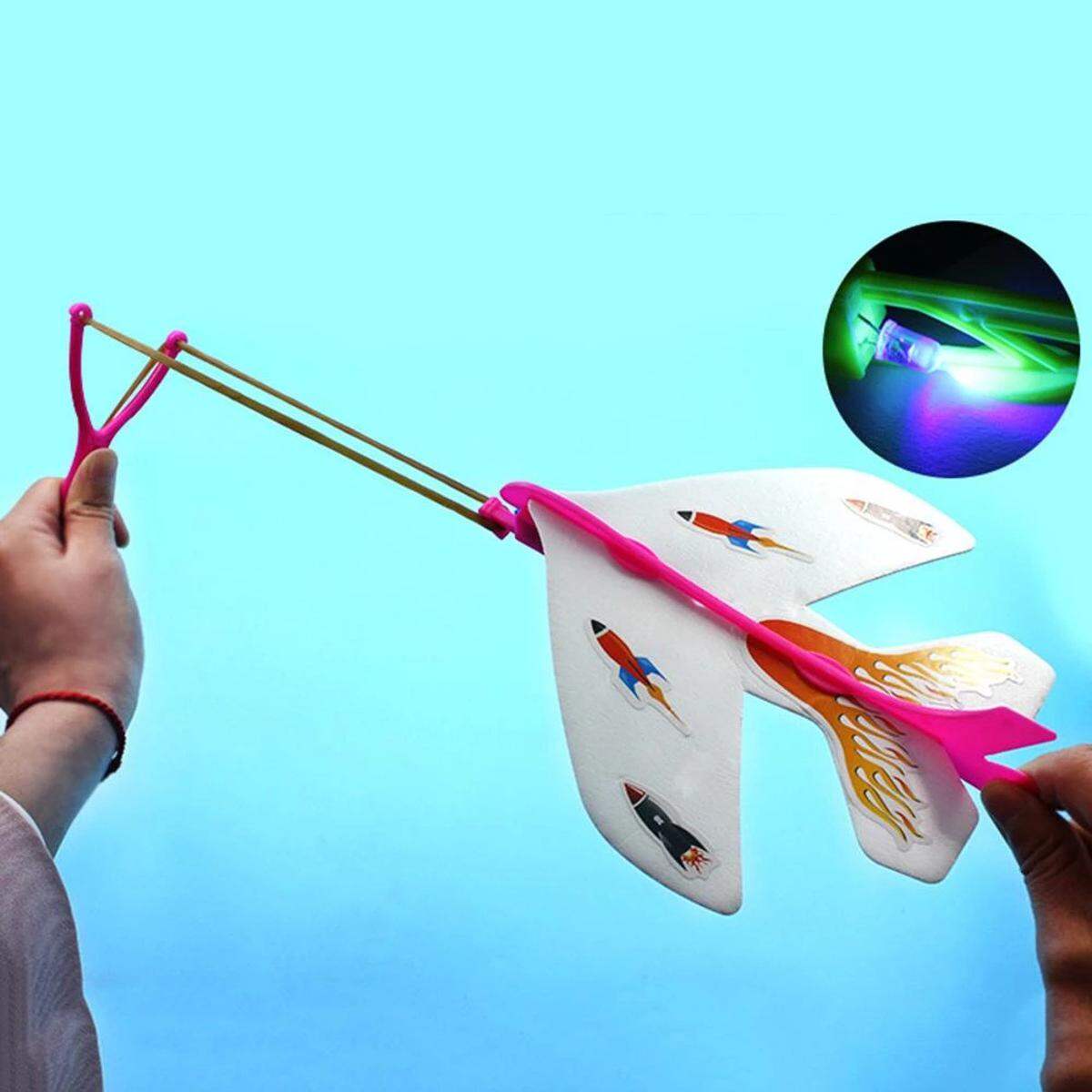 DIY Elastic Flash LED Glider Plane Children's Educational Toy