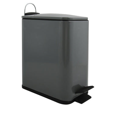 Spirella ERIK 5L Matt Gray Stainless Steel Soft-Close Pedal Bin