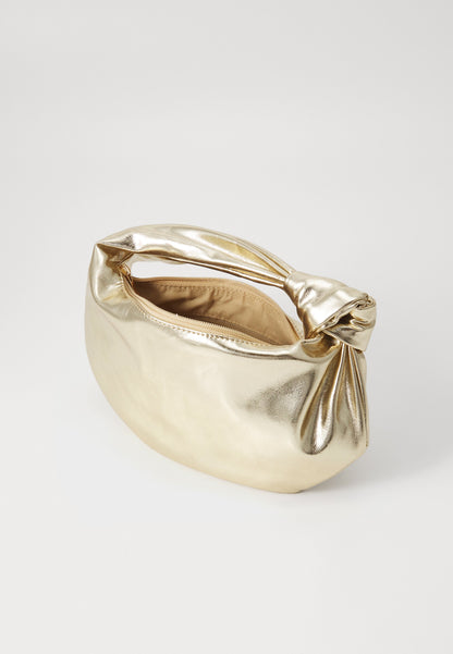 Even&Odd Chic Gold Metallic Knotted Handle Soft Textured Handbag for Women