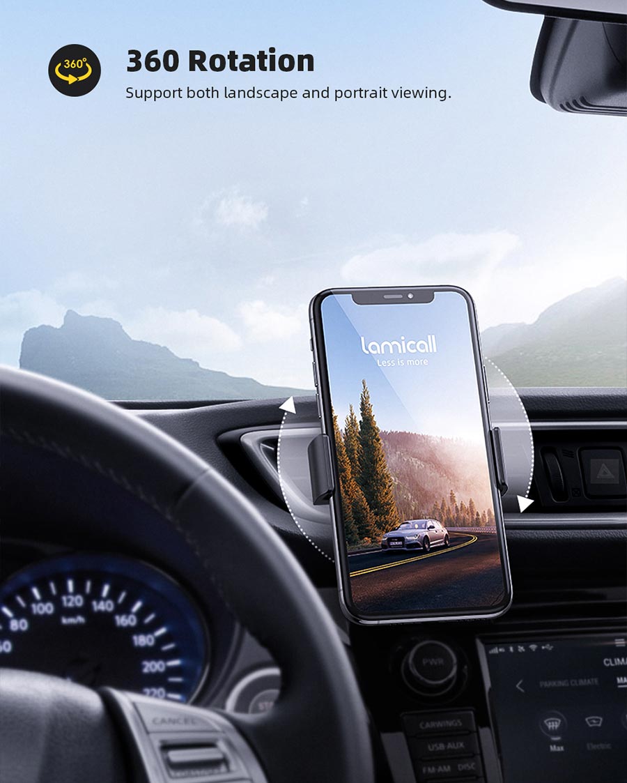 Lamicall Car Air Vent Phone Mount Two-Grip Design Black