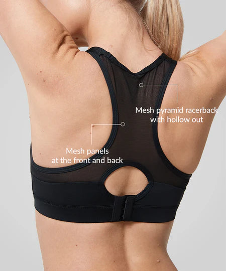 Yvette Sculpt Racerback Padded High‑Support Running Sports Bra Black