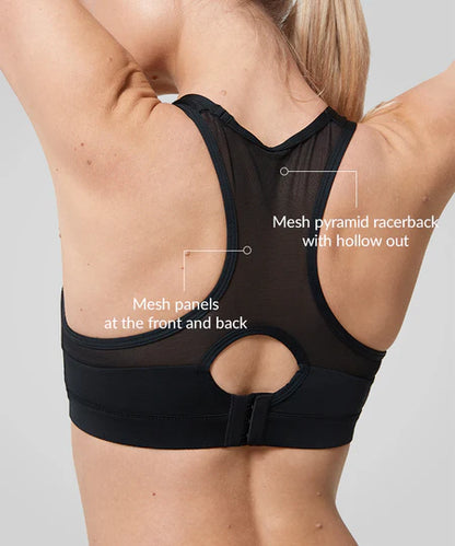 Yvette Sculpt Racerback Padded High‑Support Running Sports Bra Black