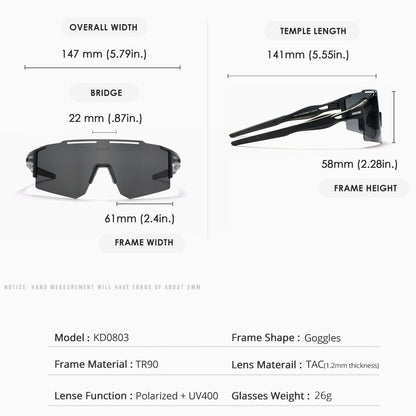 KDEAM KD0803 16-Color Men's Rimless Polarized UV400 Cycling Sunglasses