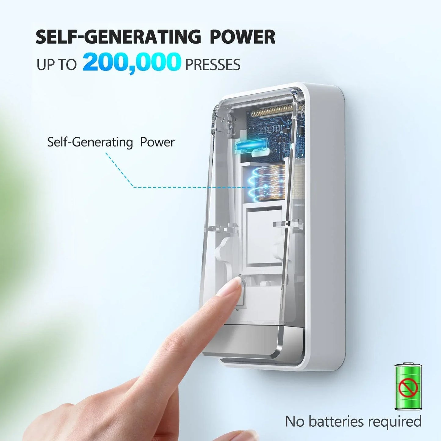 TECKNET Waterproof Self-Powered Wireless Doorbell with Built-in Socket - Gomix Brands Outlet