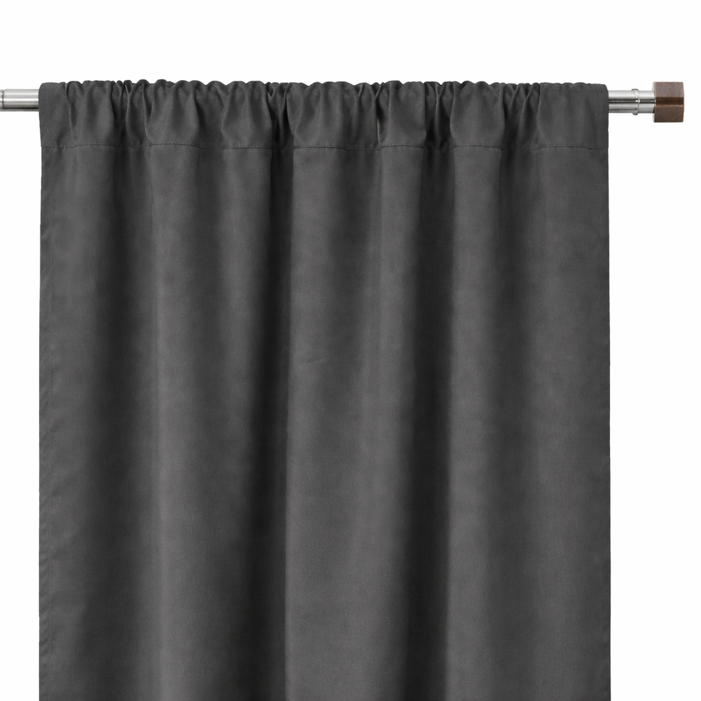 Deconovo  Dark Grey Blackout Polyester Curtains with Rod Pockets 2 pieces