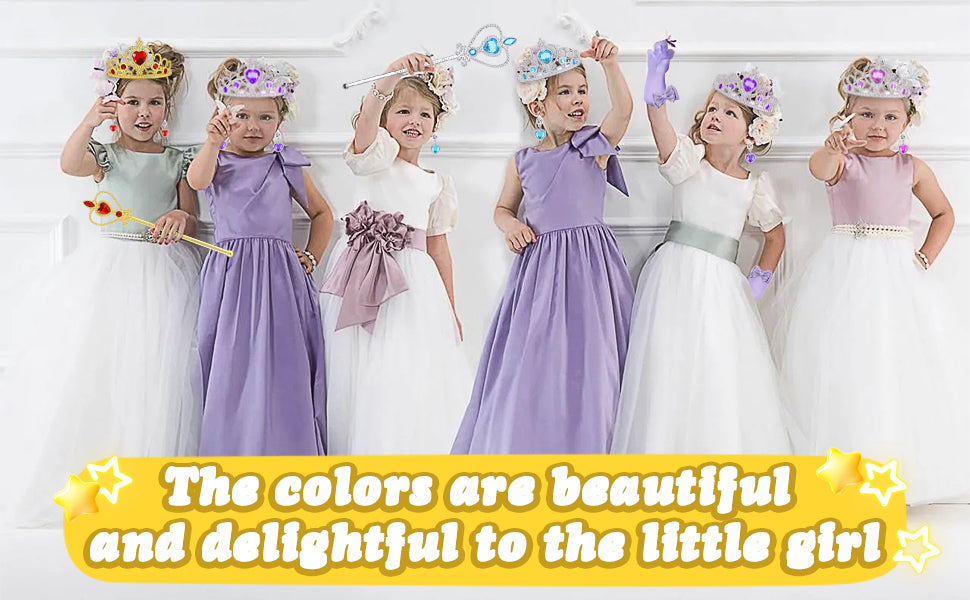 Vicloon Princess Dress Up Accessory Set: Crown, Wand, Gloves, Jewelry for Girls