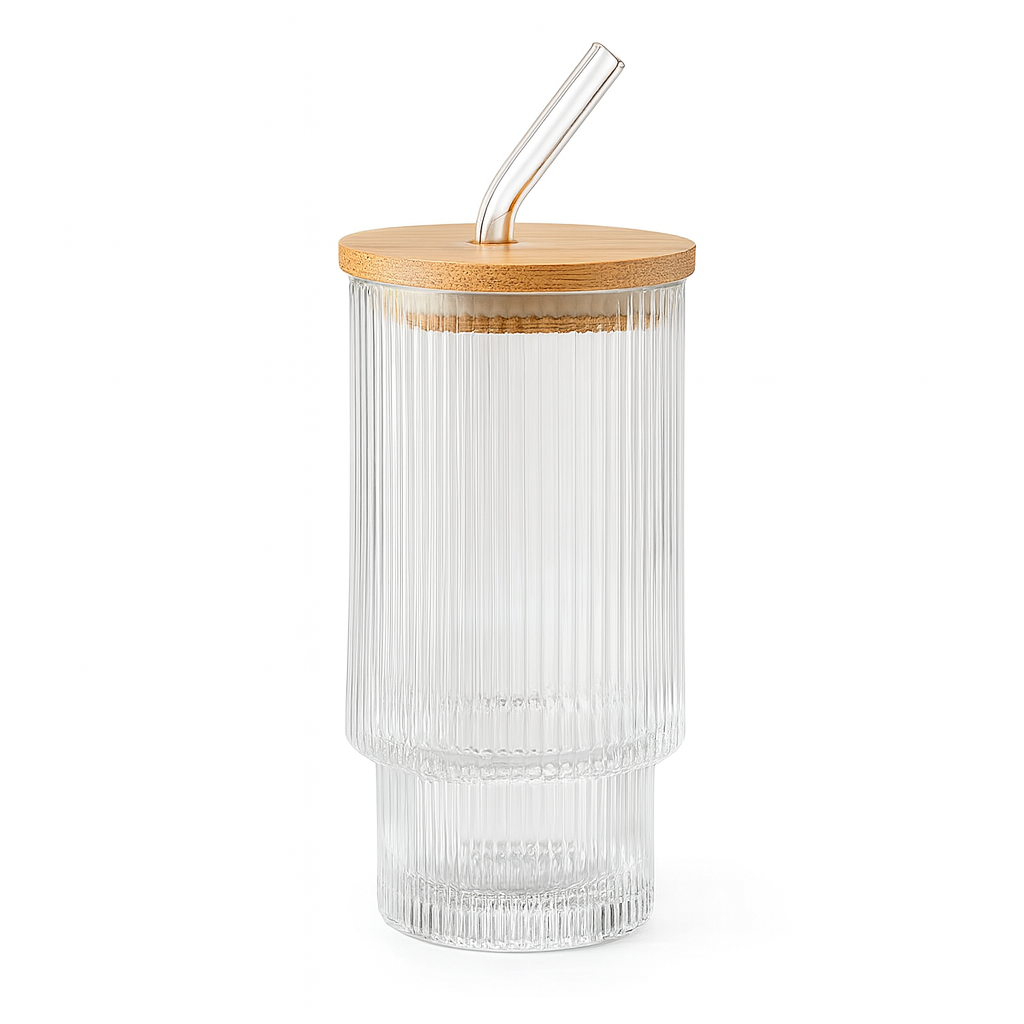 Cypra 4-Piece Ribbed Glass Set – 473 ml Clear Drinkware