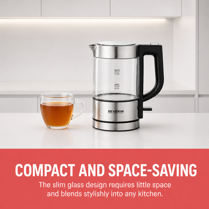 SEVERIN WK3472 Mini Glass Kettle 0.5 L Stainless-Steel