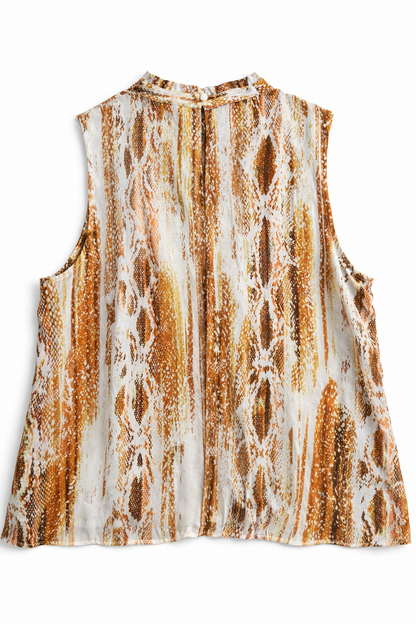 Worthington Women's Sleeveless Orange Sheer Floral Blouse