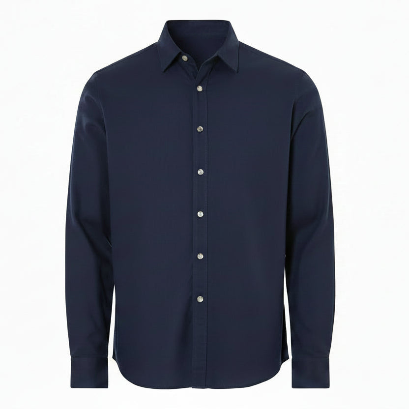 Livergy Men’s Linen‑Cotton Shirt  Green Long Sleeve