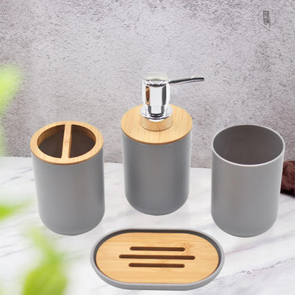 Colcolo Modern Gray 4-Piece Bathroom Accessory Set: Soap Dispenser, Toothbrush Holder