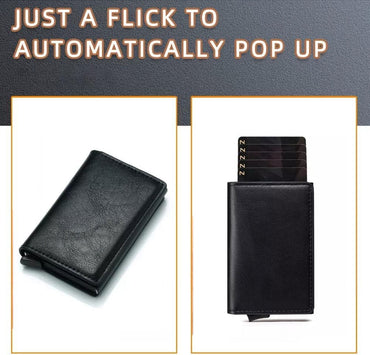 Sleek Minimalist Pop-Up RFID Blocking Wallet, Holds 14 Cards, for Men & Women