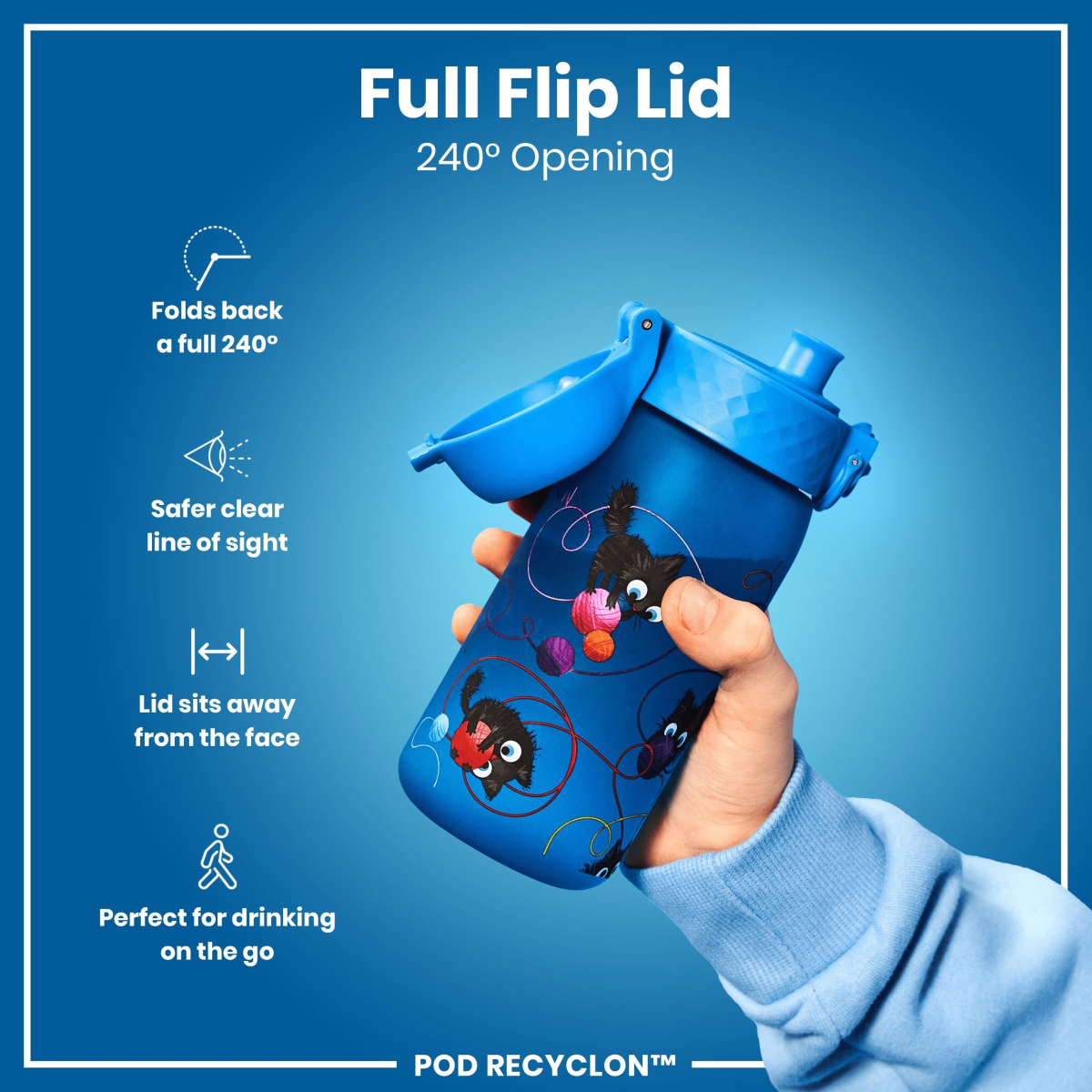 Leak Proof Kids Eco-Friendly Water Bottle, Recyclon, Cute Cats Design, 350ml Capacity