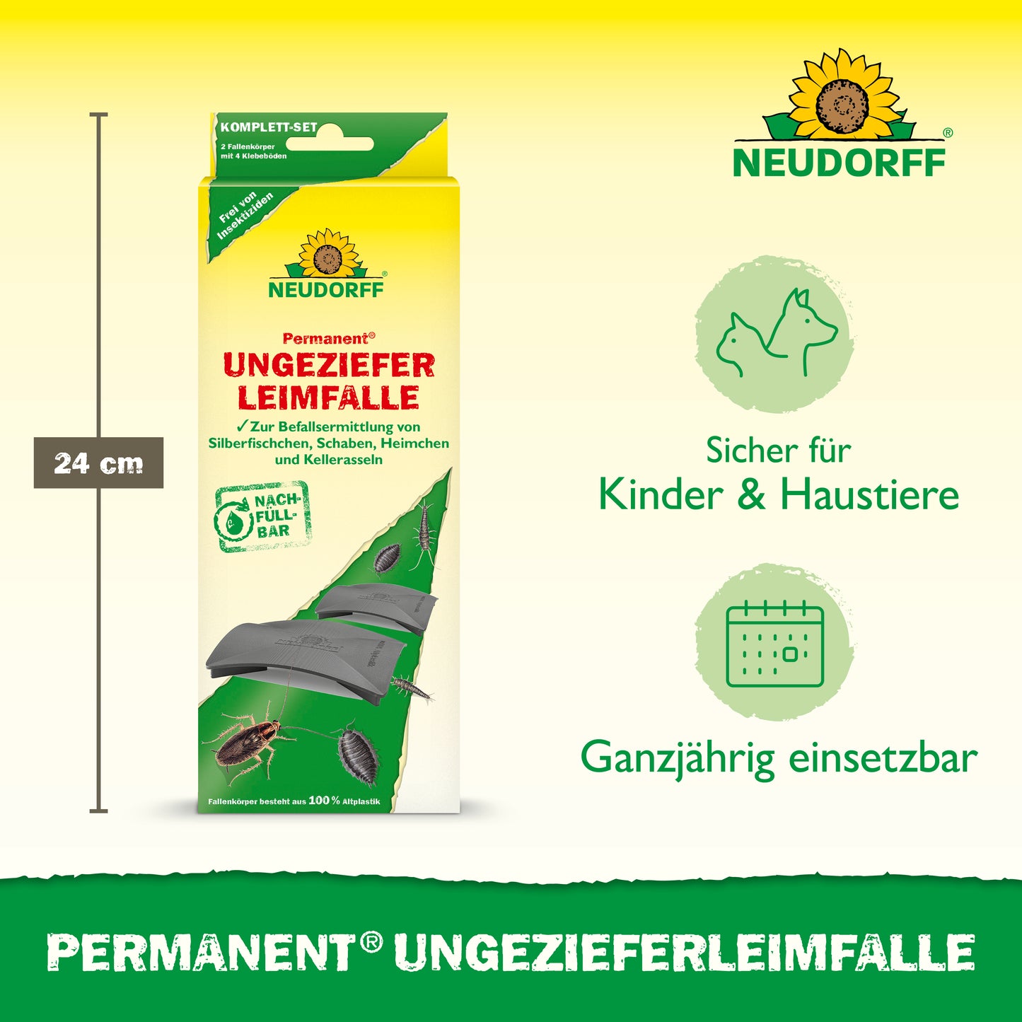 Neudorff Permanent Non-Toxic Insect Glue Trap for Silverfish, Cockroaches, Crickets, Woodlice