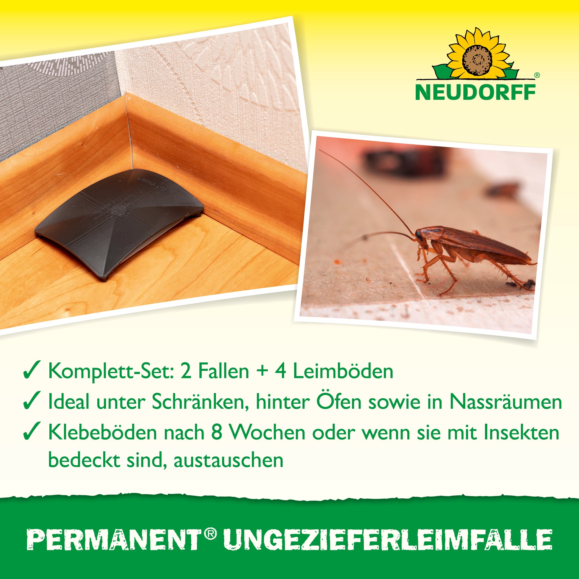 Neudorff Permanent Non-Toxic Insect Glue Trap for Silverfish, Cockroaches, Crickets, Woodlice