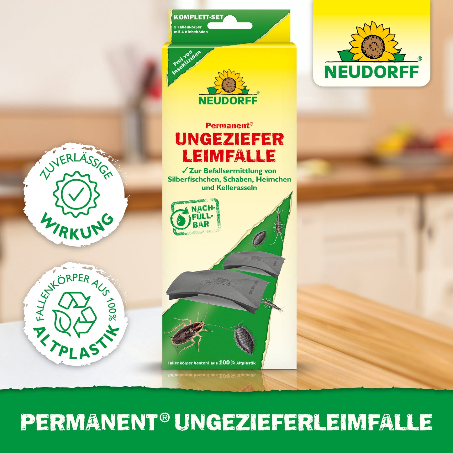 Neudorff Permanent Non-Toxic Insect Glue Trap for Silverfish, Cockroaches, Crickets, Woodlice
