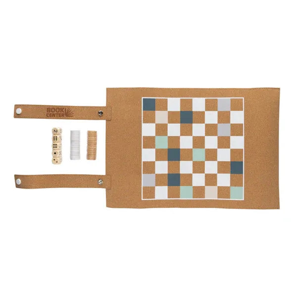 Britton Foldable Cork Backgammon & Checkers Game Set: Portable, FSC®-Certified Fun - Gomix Brands Outlet