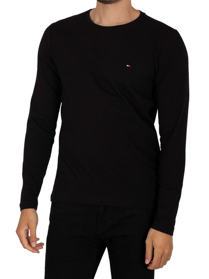 Tommy Hilfiger Men's Stretch Slim Fit Organic Cotton Long Sleeve T-Shirt Black