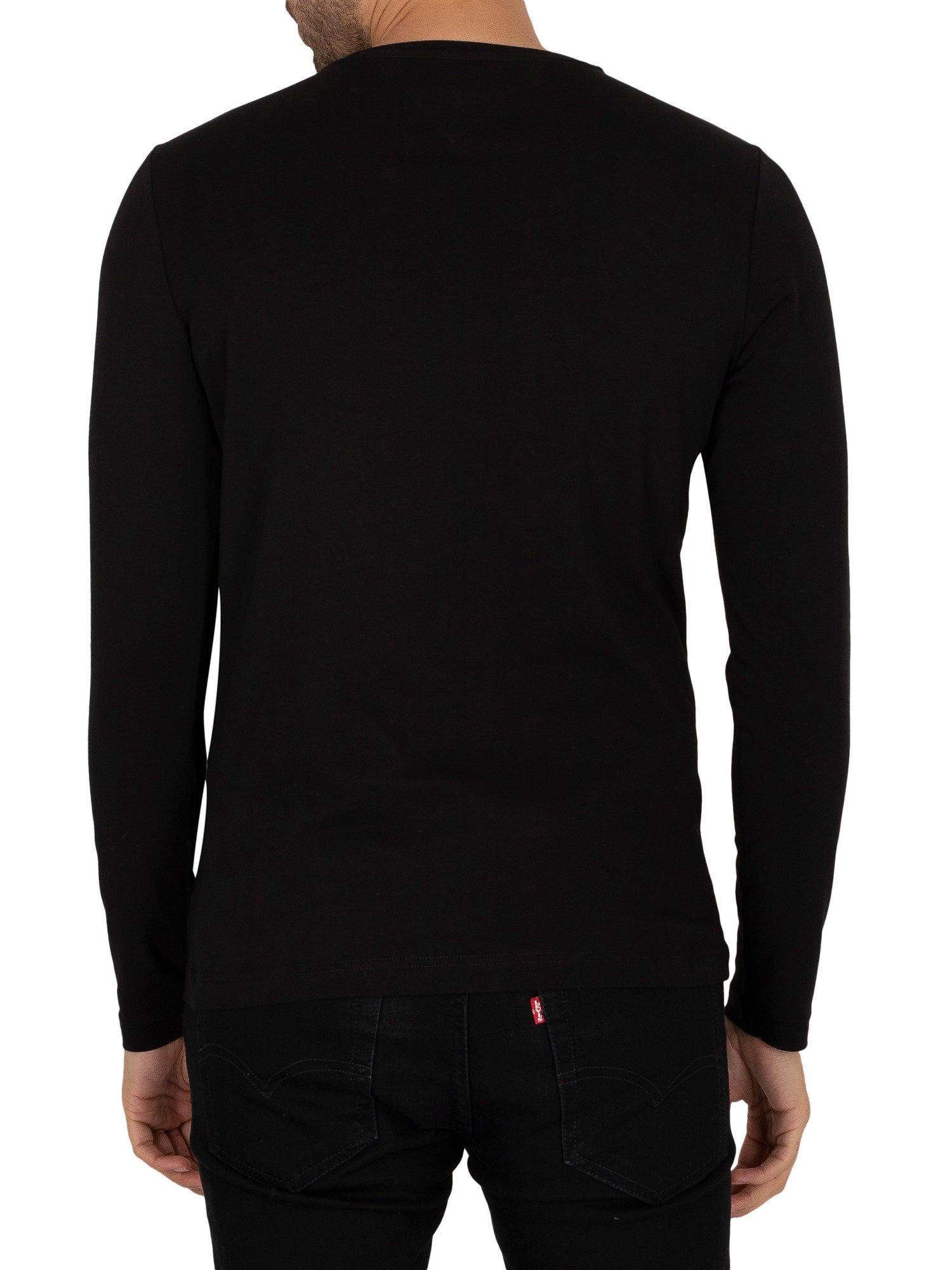 Tommy Hilfiger Men's Stretch Slim Fit Organic Cotton Long Sleeve T-Shirt Black
