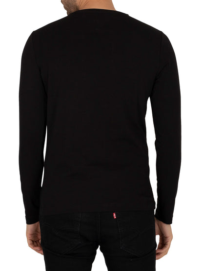 Tommy Hilfiger Men's Stretch Slim Fit Organic Cotton Long Sleeve T-Shirt Black