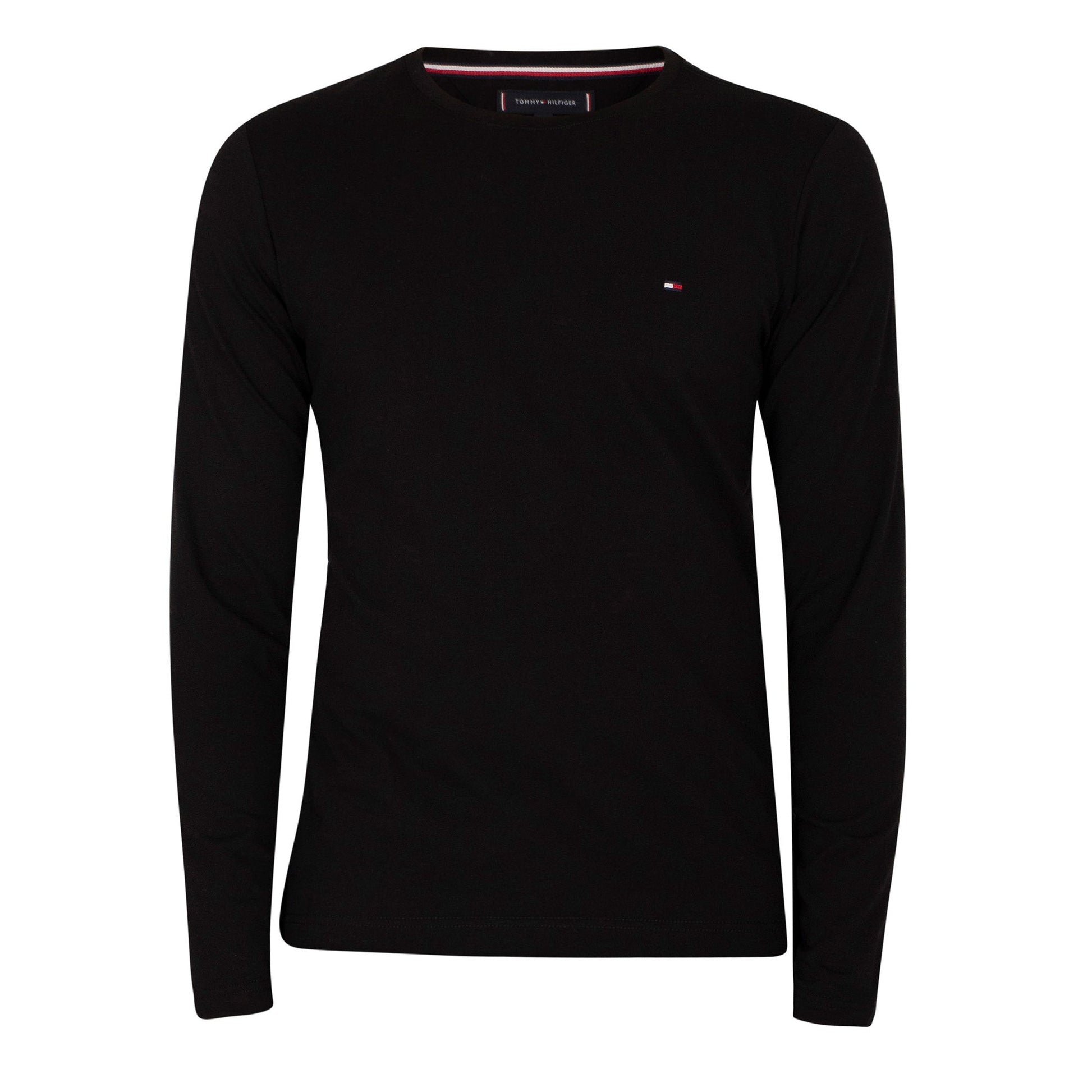 Tommy Hilfiger Men's Stretch Slim Fit Organic Cotton Long Sleeve T-Shirt Black