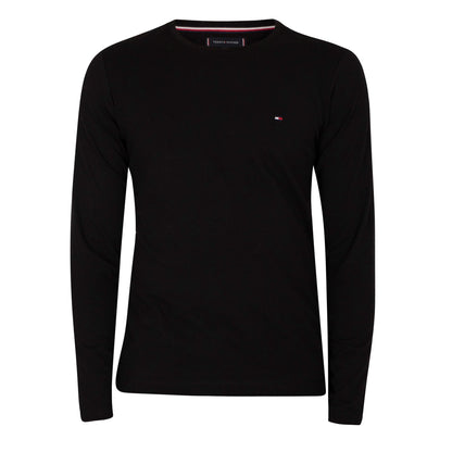 Tommy Hilfiger Men's Stretch Slim Fit Organic Cotton Long Sleeve T-Shirt Black