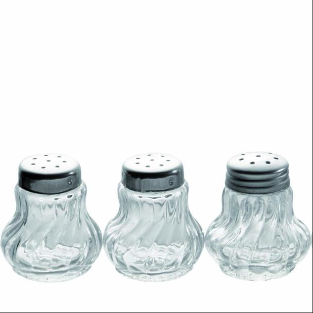 Compact Stainless Steel Mini Shaker Set with Glass Lids - 4 Pieces