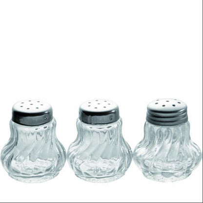 Compact Stainless Steel Mini Shaker Set with Glass Lids - 4 Pieces