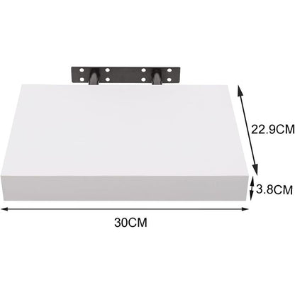 Modern White Floating Wooden Wall Shelf - Versatile Storage for Any Room