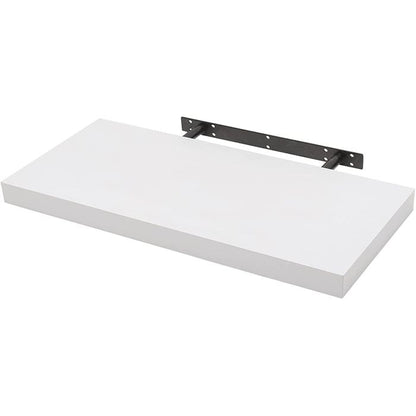 Modern White Floating Wooden Wall Shelf - Versatile Storage for Any Room