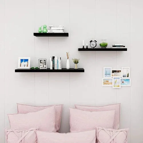 WOLTU Modern Black Floating Wall Shelf - E1 MDF Wood, Easy Install, 9.8 Inch - Gomix Brands Outlet