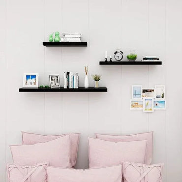 WOLTU Modern Black Floating Wall Shelf - E1 MDF Wood, Easy Install, 9.8 Inch - Gomix Brands Outlet