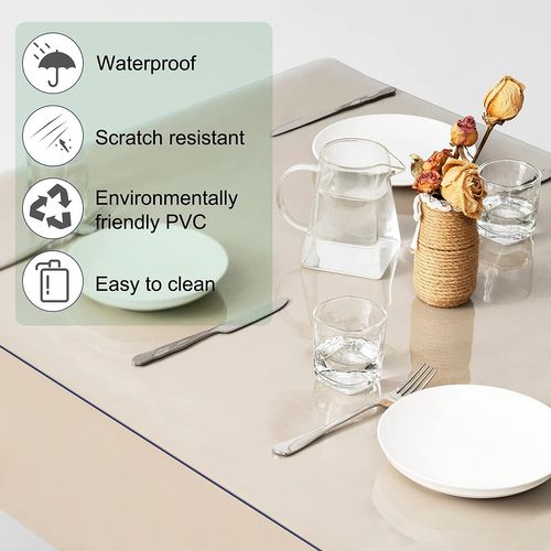 WOLTU Durable 2mm Transparent PVC Tablecloth - Waterproof, Scratch-Resistant, Easy Clean